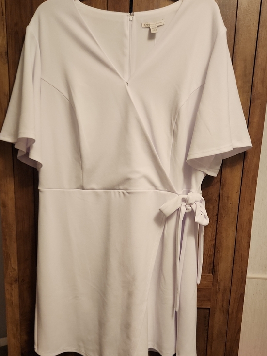 Cato Pants - Cato White Faux Wrap Side Tie Plus Size Skort Dress/Romper Dress